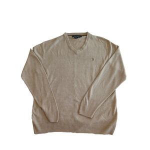 US Polo Assn Sweater Men's Size XL Beige V-neck Pullover Long Sleeve Casual